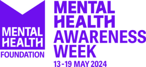 Image shows the Mental Health Foundation logo for Mental Health Awareness Week 2024 which is purple text on a white background